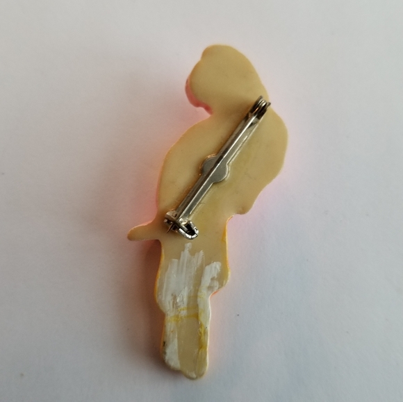 Vintage parrot bird brooch pink yellow pin vaporwave - Picture 10 of 10